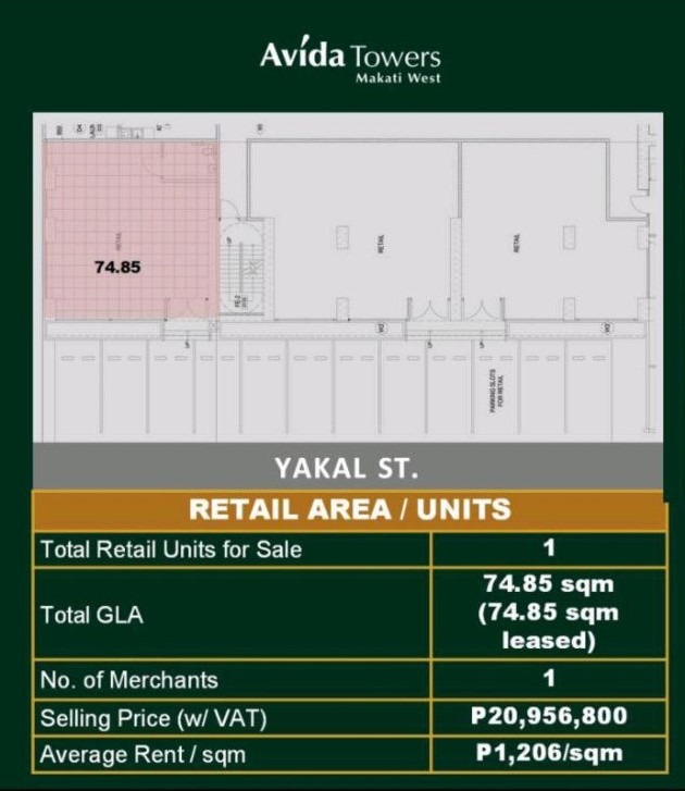Retail Shops for Sale at Avida Towers Makati West  Commercial Investment in Makati